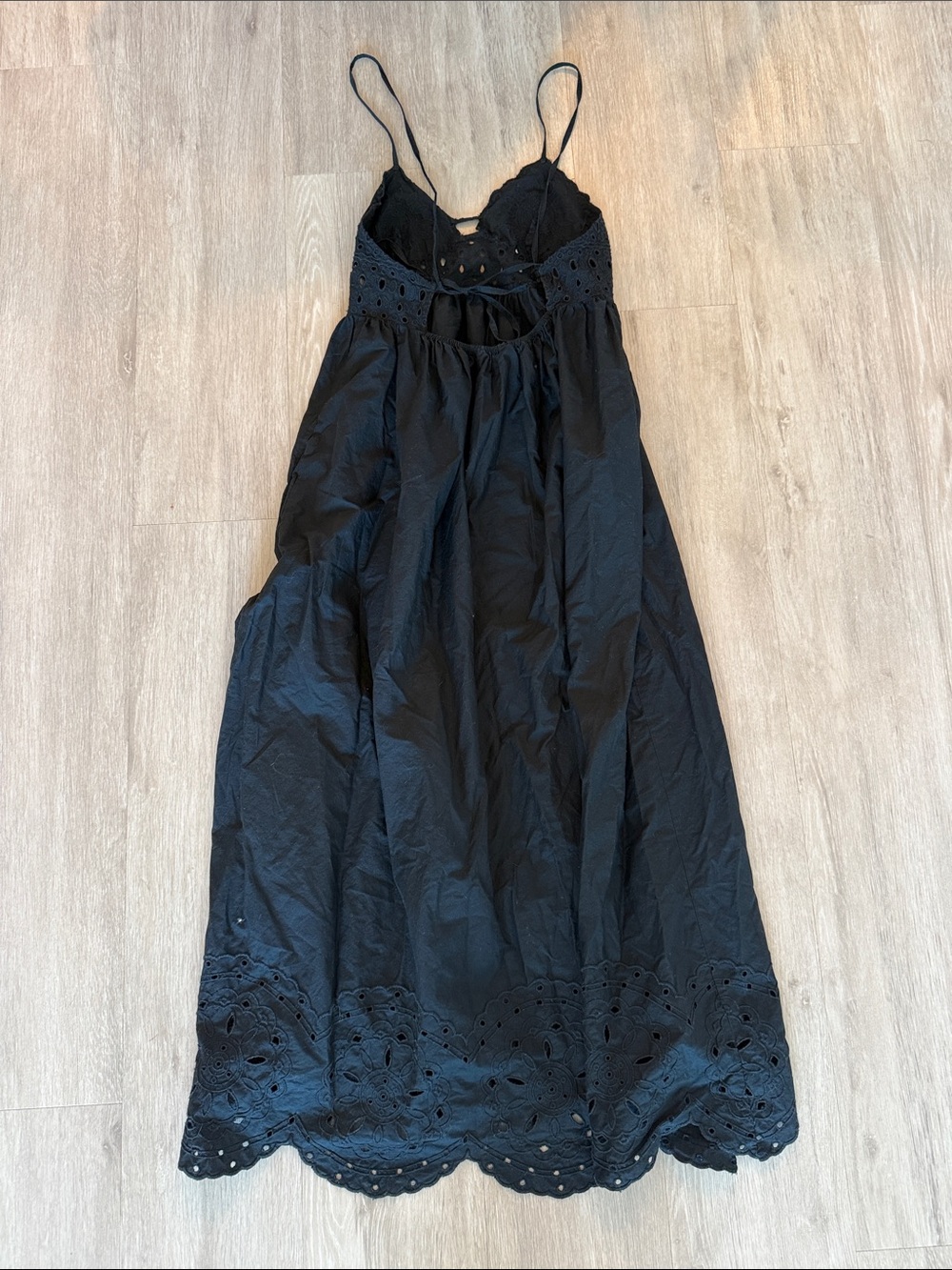 Zara Black Eyelet Lace Maxi Dress Medium - Picture 2 of 4